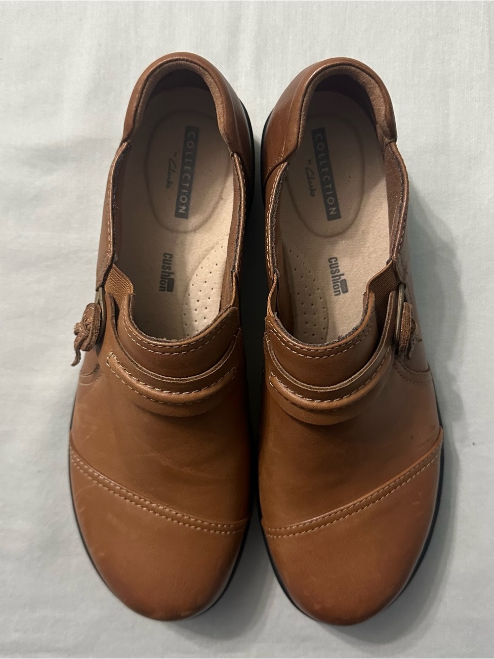Clarks Collection Womens 8 M Brown Leather Slip On Comfort Loafers Clogs - Picture 2 of 14